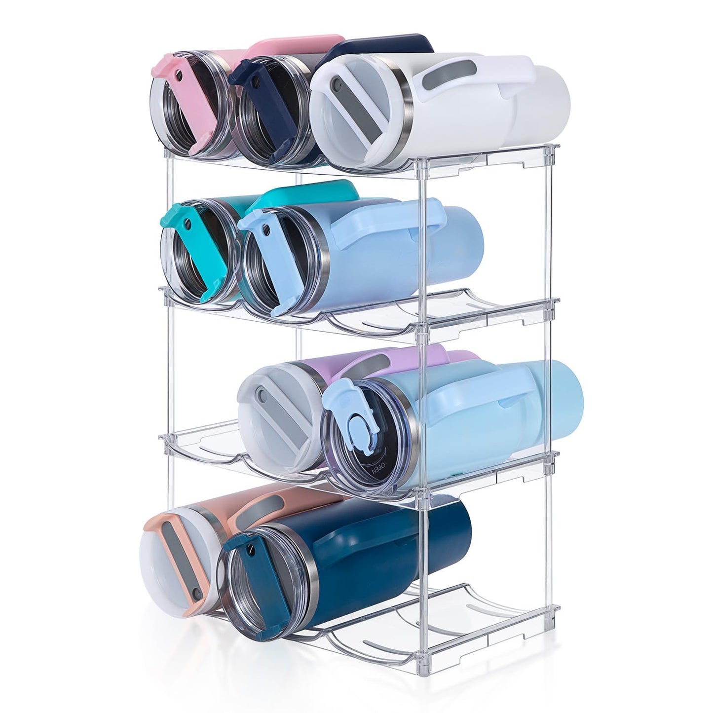 Stackable Water Bottle Organizer for Stanley 40 oz Tumbler, Water Bottle Holder for Cabinet, Pantry Kitchen Organizers and Storage for Stanley Cup Accessories, Tumbler Organizer and Wine Rack, 3Pack
