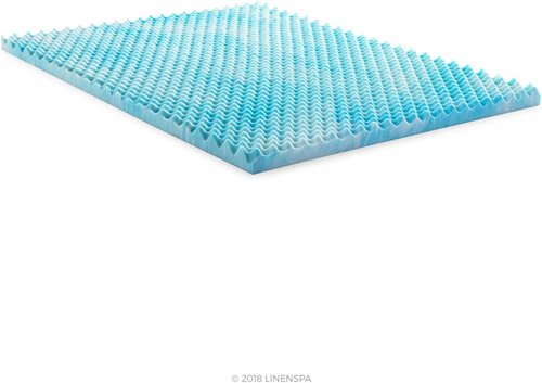 Linenspa Gel Memory Foam Mattress Topper - Reversible Egg Crate Design for Comfort - California King Size