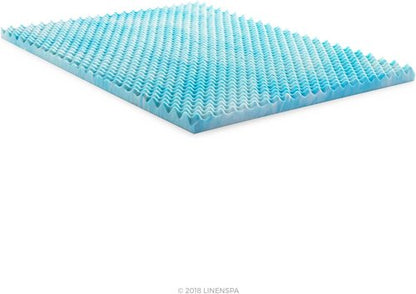 Linenspa Gel Memory Foam Mattress Topper - Reversible Egg Crate Design for Comfort - California King Size