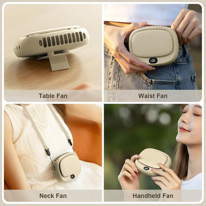 Portable Neck Fan, Handheld Mini Fan, USB Rechargeable with 5 Speed Adjustable for Home Outdoor