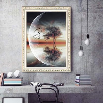 MMAHD 5D DIY Diamond Art Painting Kits for Adults,Moon Tree Full Drill Embroidery Paintings Rhinestone Pasted DIY Painting Cross Stitch Arts Crafts for Home Wall Decor 11.8×15.8Inches