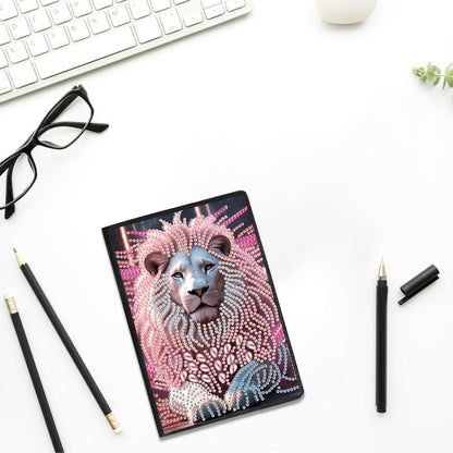 JZHYOAN DIY Diamond Painting Blank Notebook Kits Lion Special Shape Diamond Art Kits Dairy Travel Drawing Message Art Gifts Notepad A5 Hardcover Journal Note Book for Work Note Taking Adult