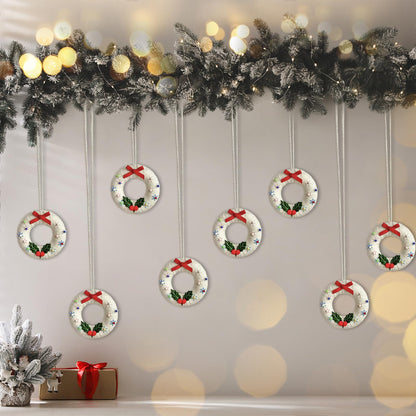 Cinrobiye 12 Set Christmas Wreath Craft Kits DIY Winter Christmas Tree Hanging Wreath Ornament Decorations Kit Xmas Crafts for Holiday Christmas Home Classroom Party Activities Project
