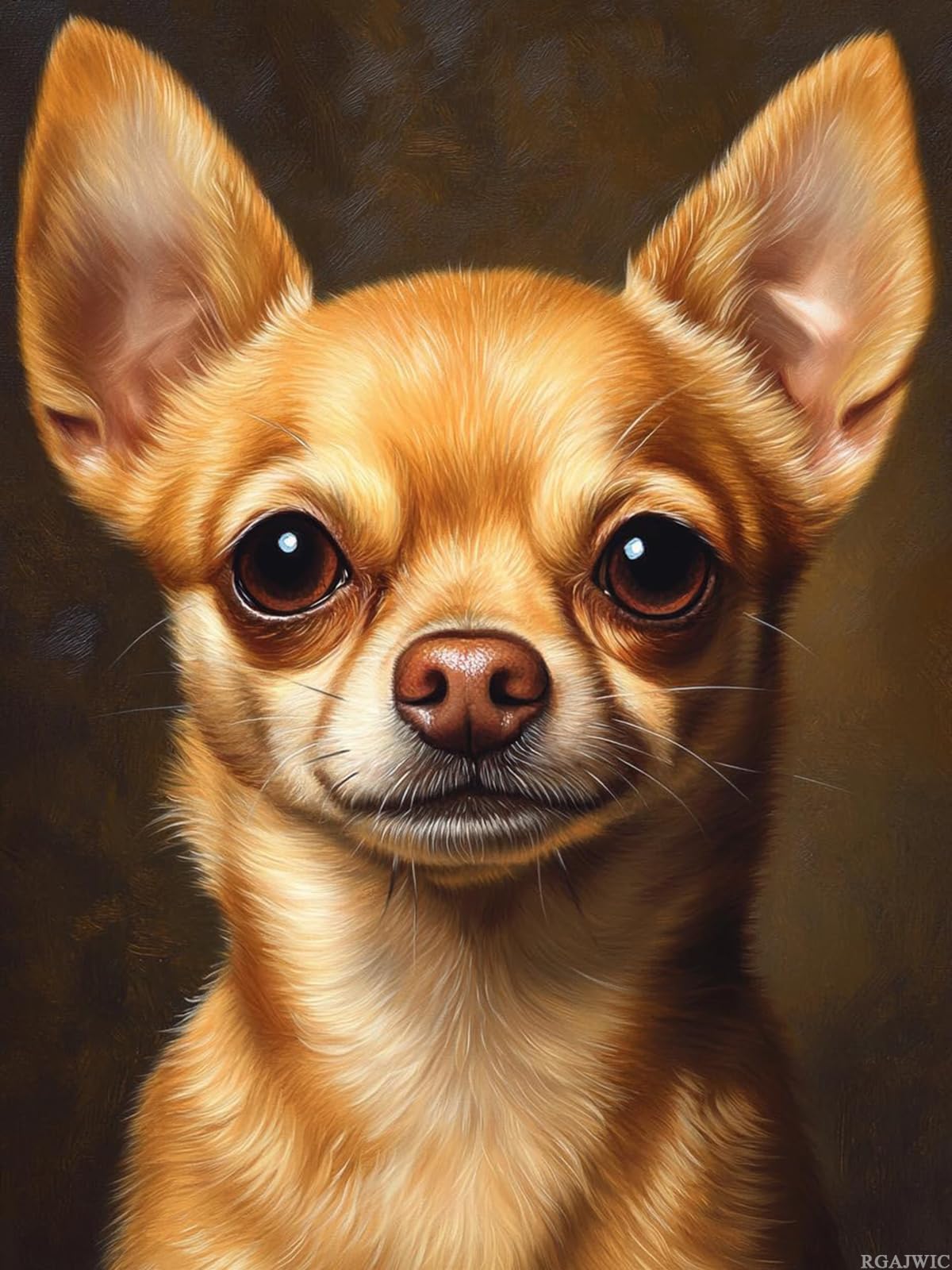 RGAJWIC DIY Chihuahua Dog Diamond Painting, Full Round Drill Kits Mosaic Art for Adults Festival Gift 12x16 Inch Relax and Home Wall Decor Chihuahua