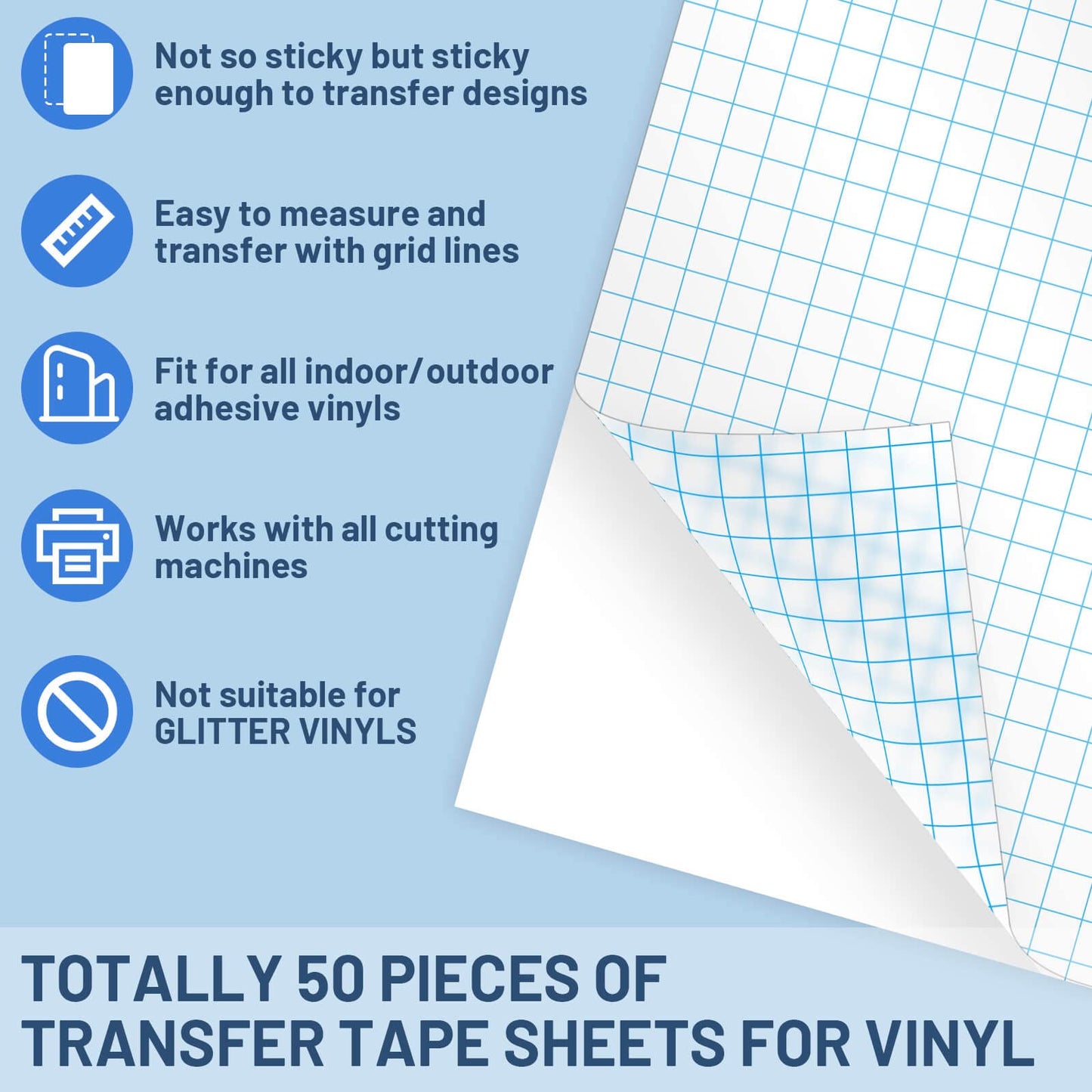 selizo Transfer Paper, 50 Pack Contact Paper Clear Transfer Tape Bulk for Craft