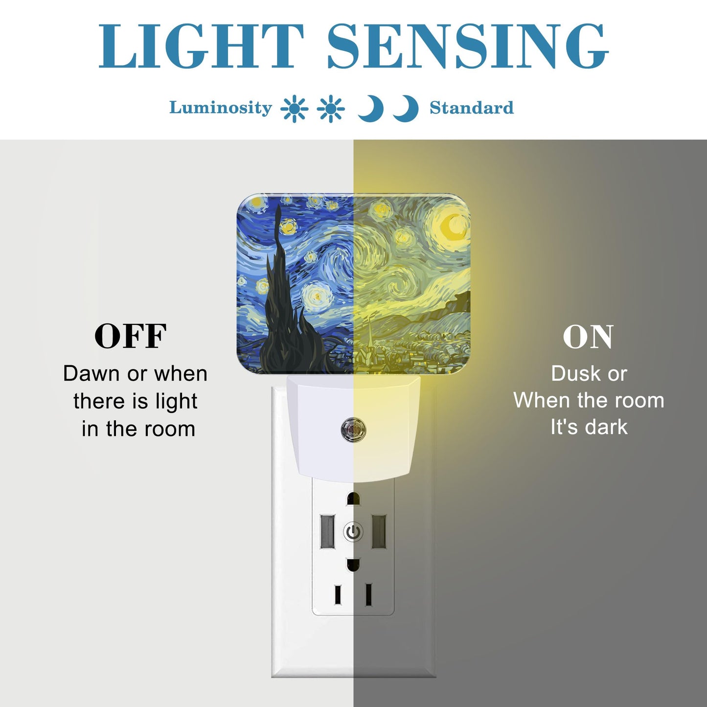 Uiaoiais Starry Sky Abstract Painting Plug in Night Lights, Starry Sky Nightlight Plug Into Wall Dusk to Dawn Sensor for Kid Girls Boys Women Men Bedroom, Hallway, Kitchen, Bathroom, Stairs Decor