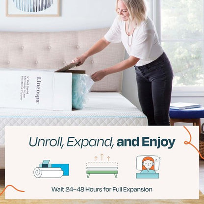 Linenspa 2 Inch Twin Size Gel Memory Foam Mattress Topper - Cooling & Pressure Relieving Design