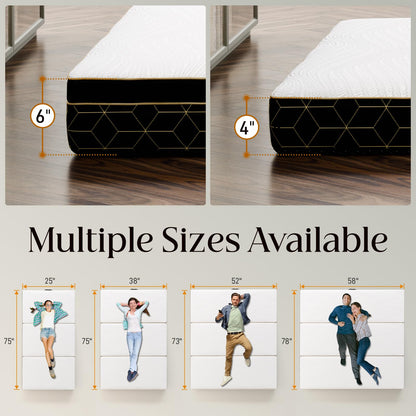 GEMBED Tri-Fold Memory Foam Mattress Queen - 4 Inch Portable Folding Mattress with Handle & Washable Cover, Floor Bed with Non-Slip Base, Space-Saving for Room, Travel, Guest Bed, RV, 78"x58"x4"