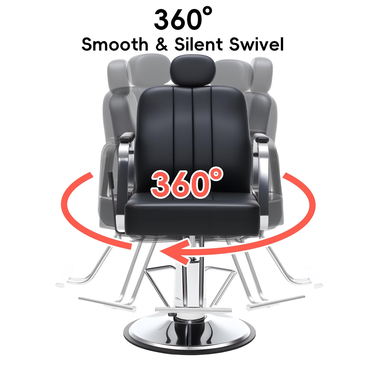 Barber Chair with Heavy Duty Hydraulic Pump, Reclining Salon Chair for Hair Stylist, 360° Swivel 90°-140° Backrest Reclining Chairs, Portable Height Adjustable Hair Chair for Barbershop (Black)