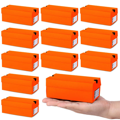 12 Sets Mini Shoe Gifts Boxes Mini Sneaker Boxes 4.7x2.5x2 Small Shoe Cases Cardboard Sports Theme Small Gift Case with Writable Label Birthday Party Favor for Candies Cookies Snacks Orange