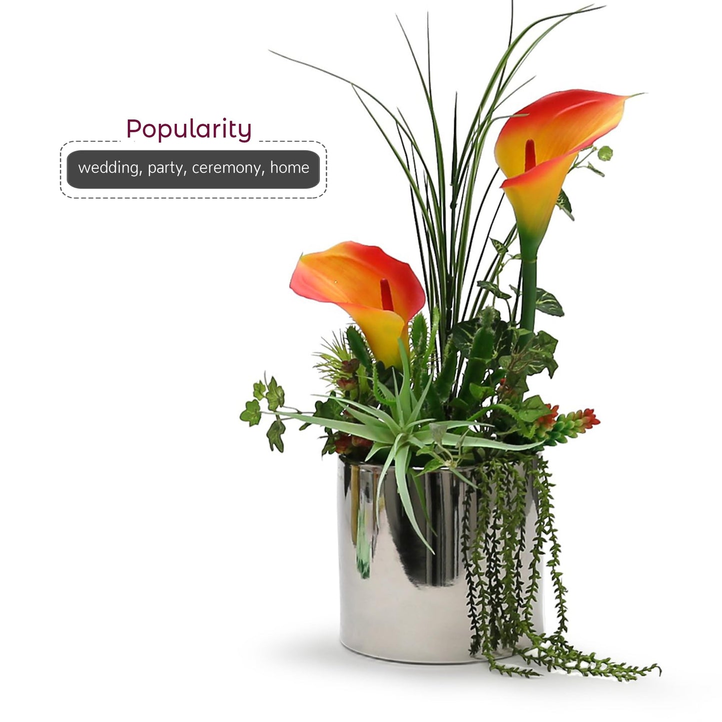 WGVI Silver Ceramic Cylinder Vase Width 6.5" Height 6", Flower Arrangements, Candle Holder, Terrarium Planter Pot, Storage Container Organizer, Pen Brush Holder, Smooth Silver Tabletop Decor, 1 Pc