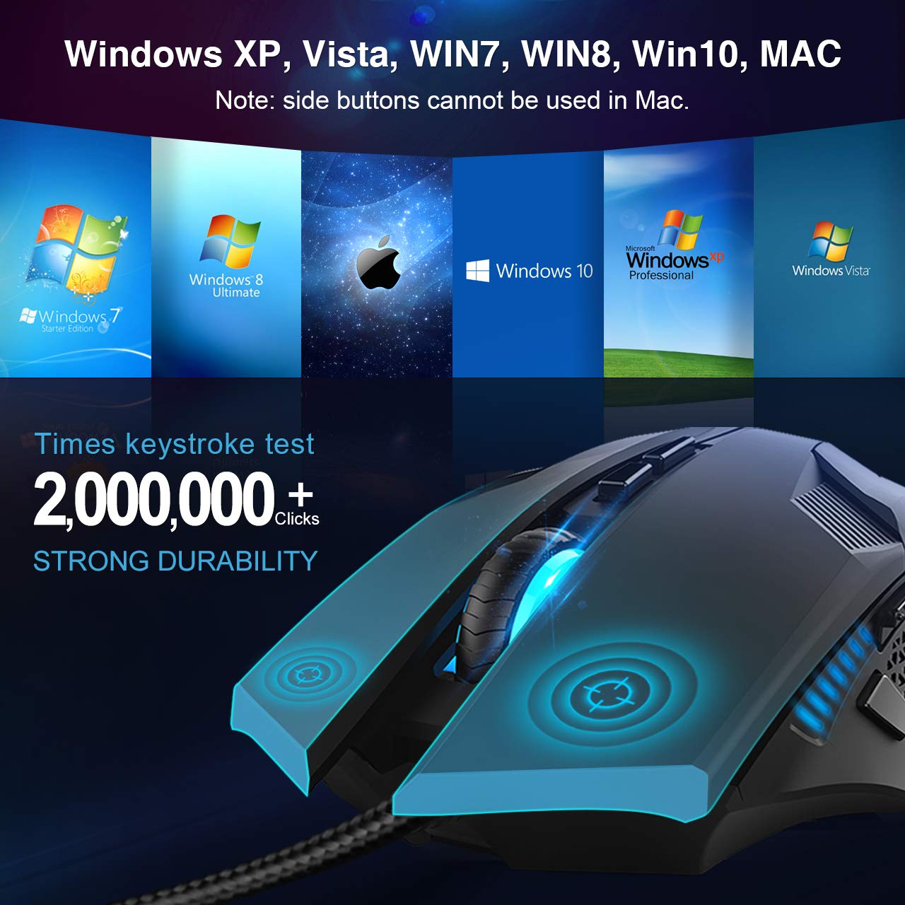 TECKNET Wireless Mouse-USB Ergonomic Optical Cordless Mouse with 8 Buttons,24-Month Battery Life,High-Precision 5 Adjustable DPI for PC/Mac/Laptop