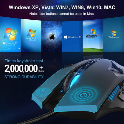 TECKNET Wireless Mouse-USB Ergonomic Optical Cordless Mouse with 8 Buttons,24-Month Battery Life,High-Precision 5 Adjustable DPI for PC/Mac/Laptop