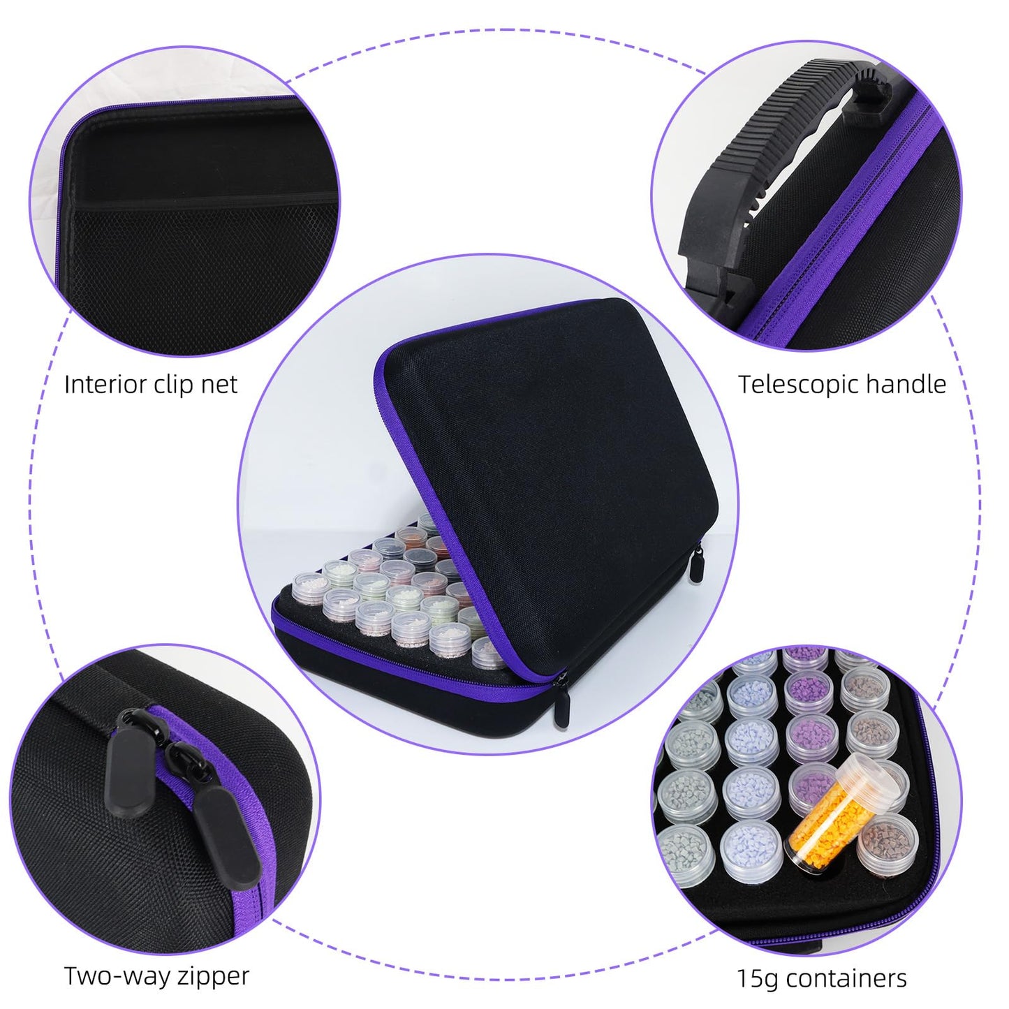 LEIYULY 60 Slots Storage Container for Diamond Art Kits with Diamond Art pens Tools and Portable Bead Storage Boxes, Diamond Art Storage Case and Diamond Art Storage Case