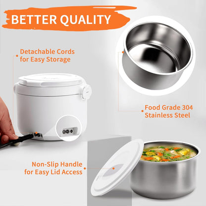Aotto Electric Lunch Box - 32 oz Portable Food Warmer Heater, Spill-Free Lunch Warmer for Work/Office/Travel