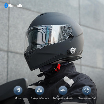 Bluetooth Motorcycle Helmet FreedConn BM12 DOT Full Face Bluetooth Helmets Motorcycle Dual Visor Helmet with Integrated Intercom System/ 2~3 Riders Pair/ 500M/ FM/ MP3/ Voice Dial (Multi-Color, XXL)