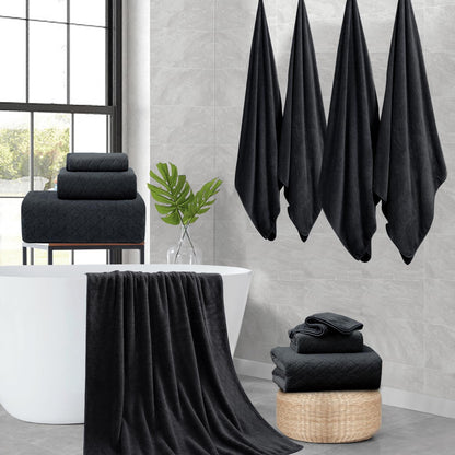 8-Piece Set,2 Sheet,2 4 600 Set,Highly Black Bath Towels Oversized Large Bath Towels Hand Towels and Washcloths - GSM
