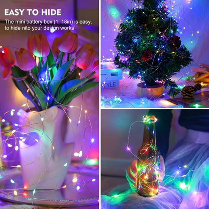 Pozzolanas 24 Pack Multi-Colored Fairy Lights - Battery Operated 7FT Waterproof String Lights for Weddings & Parties