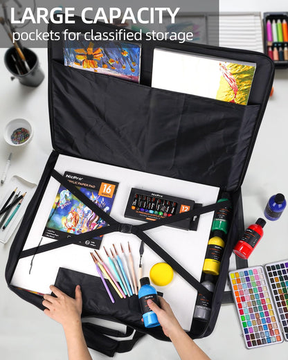 Nicpro Upgrade Art Portfolio Bag 20 x 26'', Waterproof Nylon Artist Bag with Reinforced Side Edges & Adjustable Shoulder Strap, Storage Art Portfolio Case for Artwork Drawing Canvas Photography Poster