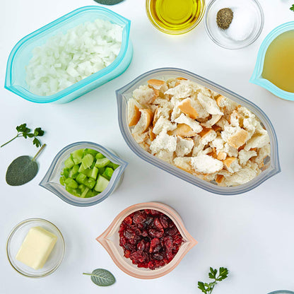 Zip Top Reusable Food Storage Bags | Medium Dish [Frost] | Silicone Meal Prep Container | Microwave, Dishwasher and Freezer Safe | Made in the USA