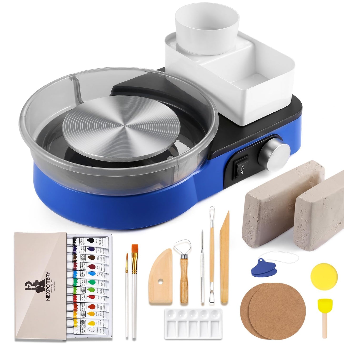 Pottery Wheel for Kids and Beginners - Complete Pottery Set with 6" Turntable with Two-Way Rotation, 2.2lb Clay, Art Supplies Sculpting Tools, Craft Gifts for Kids
