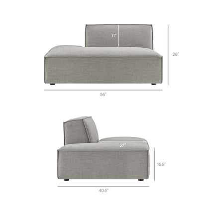 Modway Restore Performance Fabric Upholstered 4-Piece Modular L-Shaped Armless Sectional Sofa in Pewter – Low Profile Couch with Coil Seat Support and French Piping