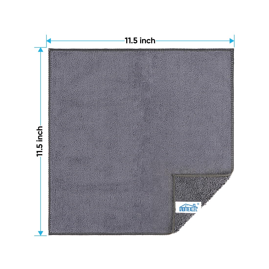 HOMEXCEL Grey Microfiber Cleaning Cloth, 12 Pack Premium Microfiber Towels for Cars, Lint Free, Scratch-Free, Highly Absorbent, Reusable Cleaning Rags for Car, Household, Kitchen, Window, 11.5"X11.5"