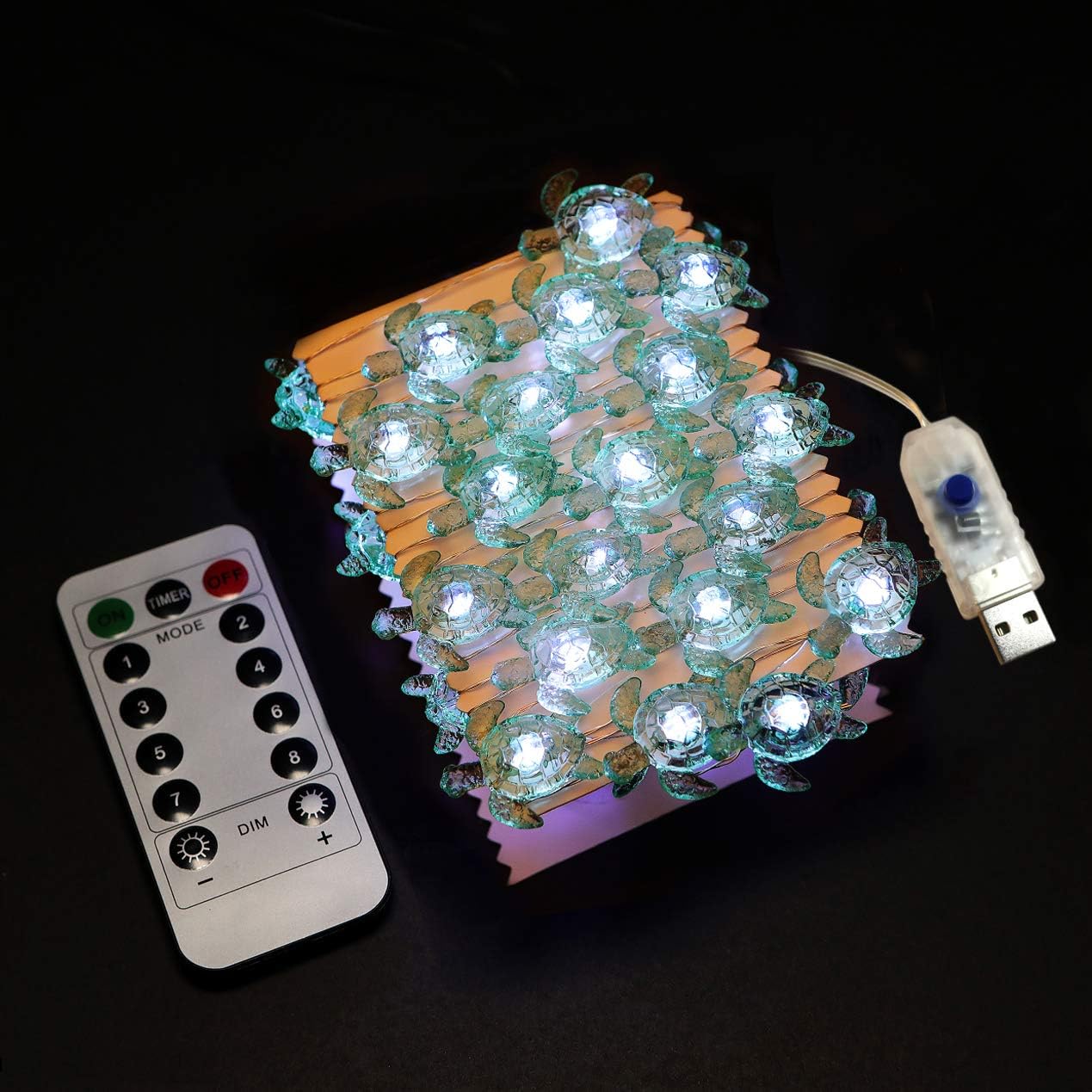 18.7 40 WSgift Sea Turtle Decorative String Lights, Ft LED USB Plug-in Silver Copper Wire Beach Theme Fairy Lights
