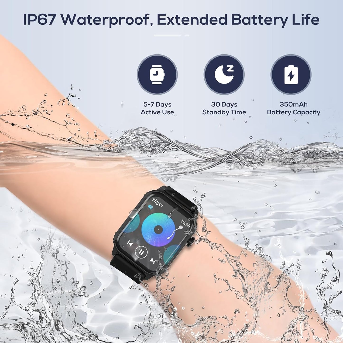 TRAUSI Smart Watches for Women Men, 1.83" HD Smartwatch with 120 Sports Modes, IP67 Waterproof, Bluetooth Call and Music Control；Heart Rate and Sleep Monitor (Black)