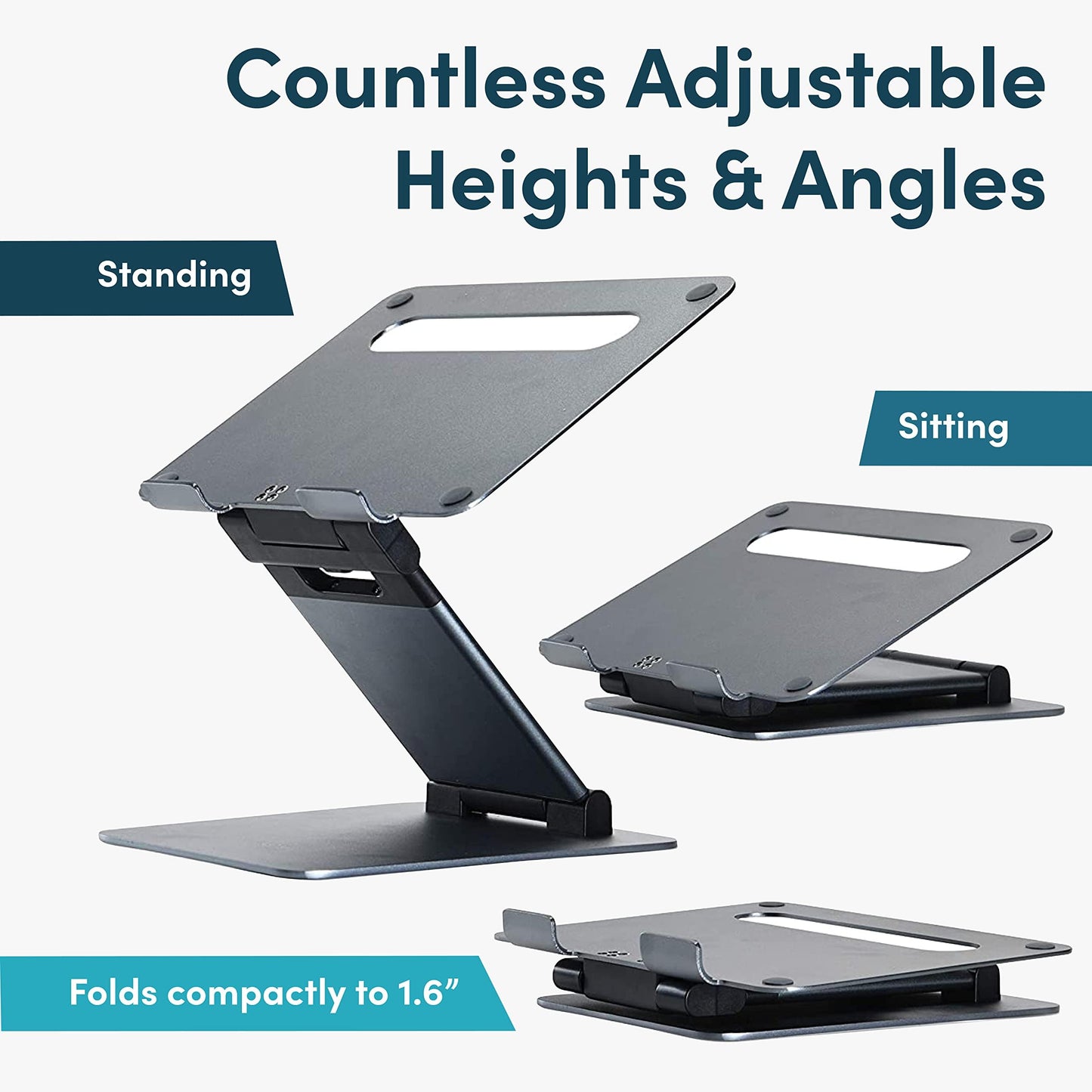 Ergonomic Laptop Stand for Desk, Adjustable Height Up to 20", Portable Computer Laptop Riser, Fits All MacBook, Laptops 10 15 17 Inches, Lap top Holder Desk Stand, Gift for Men Women