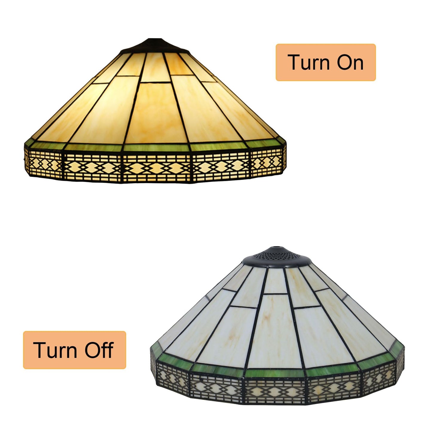 Errzom Tiffany Lamp Shade 16 Inches Wide Accessories Replacement Only Yellow Stained Glass Mission Style Lampshade for Table Lamp Pendant Light Floor Lamp