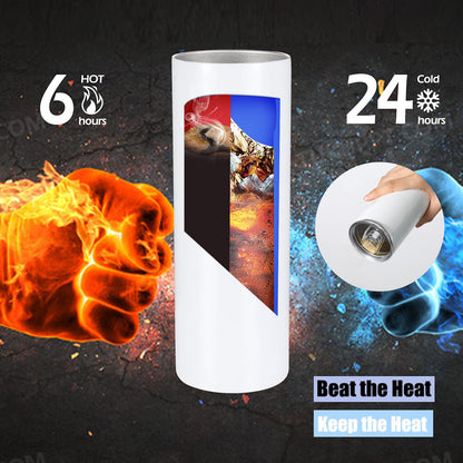YOUKE OLA 24 Pack Sublimation Tumblers Straight Skinny Blanks 20oz for Heat Transfer, Individual Gift Boxed, Double Wall Insulated Tumbler with Shrink Wrap Films & Heat Tape & Straws, White