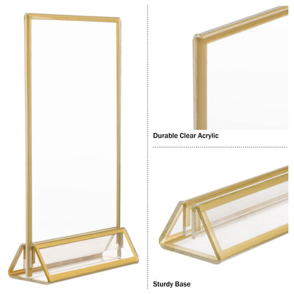 4x6 Picture Frames 6-Pack - Floating Frame Set for Table Numbers, Wedding Signs, Photos, or Table Decor by Great Northern Popcorn (Gold)