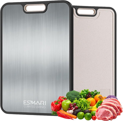 Titanium Cutting Board - 2-in-1 Double-Sided Food Grade Pure Titanium & PP | Large 16” × 11” Easy Clean Chopping Board for Meat & Vegetables