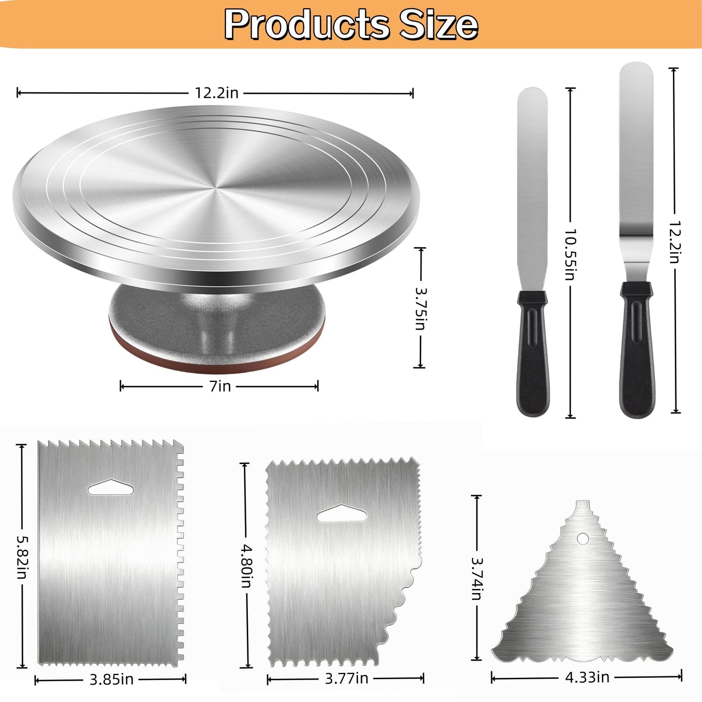 Cake Decorating Kit 35 Pieces - 24 Piping Tips Set with 12 Inch Turntable, Reusable Pastry Bag, Icing Spatula, Scraper, Couplers - Baking Tools for Beginners, Professional Cake Decorating Supplies
