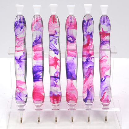 RaySoar (2 Packs) Handmade 5D Diamond Painting Art Drill Pen Kit Tool Accessory with 14 Multi Placer Tips Purple Pink, Blue Pink