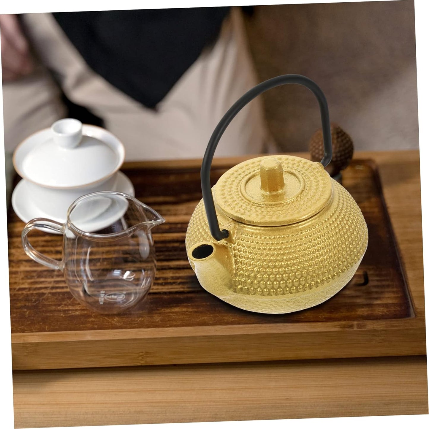 Cast Iron Teapot Tea Set, Whistling Kettle for Stovetop, Dollhouse Decoration Accessories, Mini Iron Kettle