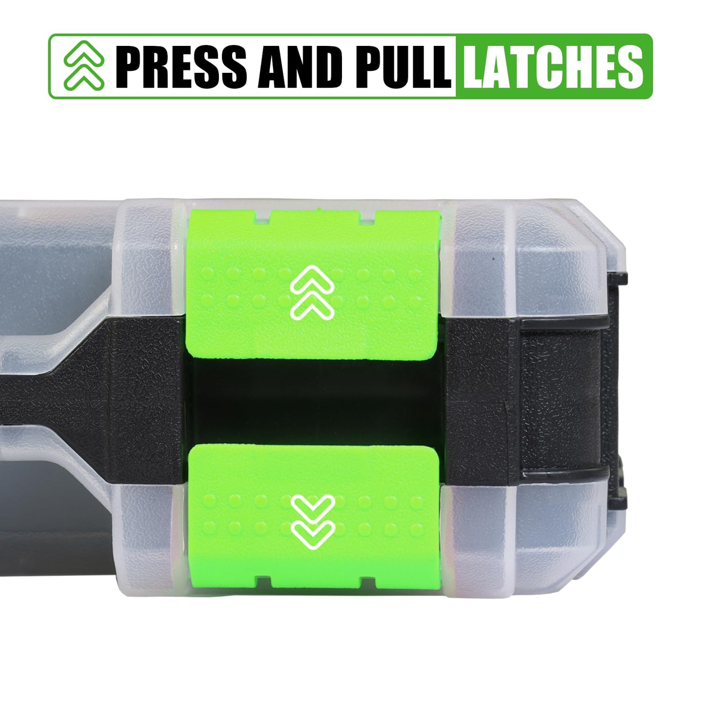Tool Box with Transparent Lid, Double Side 34-Compartments Organizer Box with Removable Dividers for Hardware, Screws, Bolts, Nails, Beads, Jewelry and Fishing Accessories, Green, 2 Packs