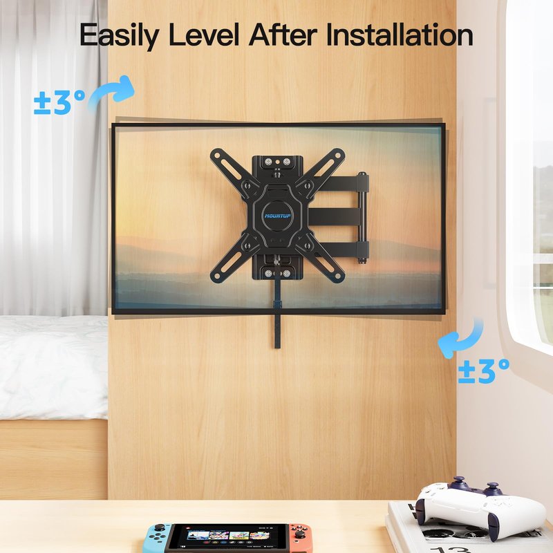 MOUNTUP Lockable RV TV Mount for 13-43 Inch TVs - Full Motion Swivel RV TV Bracket with Pull Cord Lock, Space Saving Design for Camper, Trailer, Motorhome, Truck - Max 33lbs & VESA 200x200mm, MU2101
