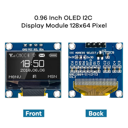 Hosyond 5 Pcs 0.96 Inch OLED I2C IIC Display Module 12864 128x64 Pixel SSD1306 Mini Self-Luminous OLED Screen Board Compatible with Arduino Raspberry Pi (White)