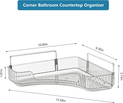 Corner Bathroom Countertop Organizer, 1 Tier Vanity Tray for Makeup, Perfume, Kitchen Spice Rack, Smoky Gray