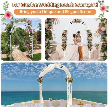 White Wooden Garden Arbor Rose Archway Trellis for Climbing Plants Heavy Duty Weatherproof Wedding Arch Easy Assembly 160cm/63inch Height (White 140cm/55.1inch)