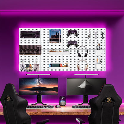 RIVTUN Wall-Mounted Pegboard Kit, 25.2" x 25.2" Organizer Panel – Large, Cost-Effective & Nail-Free Installation White