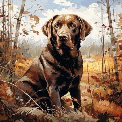 Generic Brown Labrador 5D Diamond Paint for Adults Full Drill Round Diamond Art Painting by Number Kits for Beginners Gems Cross Stitch for Wall Decor 13.8x13.8inch(2)