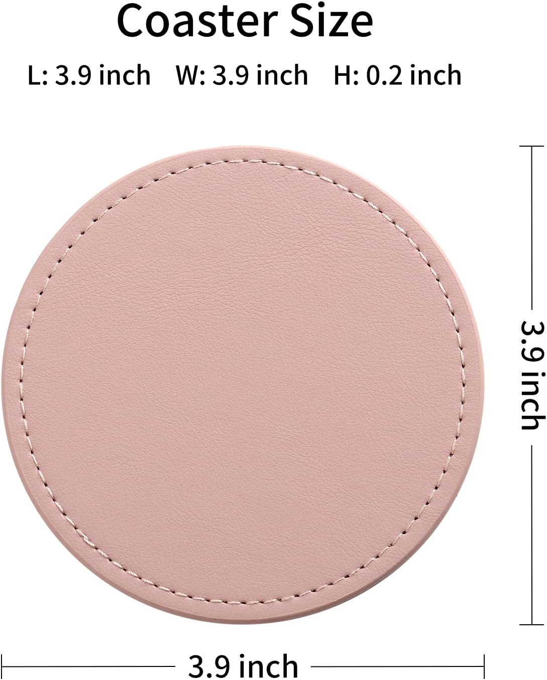 Set 6, Set CASEGRACE Drink Coasters with Metal Holder Stand of PU Leather Absorbent Coasters with Cork Base Table