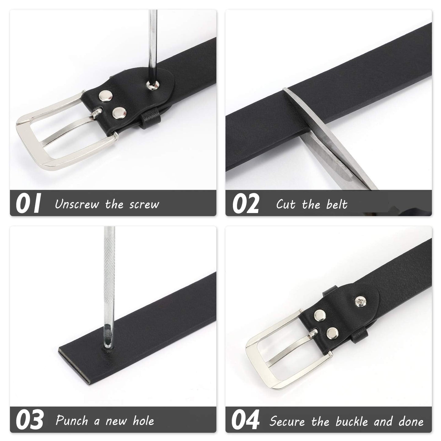 WHIPPY Women Casual Leather Belt for Jeans Pants, Fashion Ladies Waist Dress Belt (Fit Waist Size 37-42 Inches,Black)