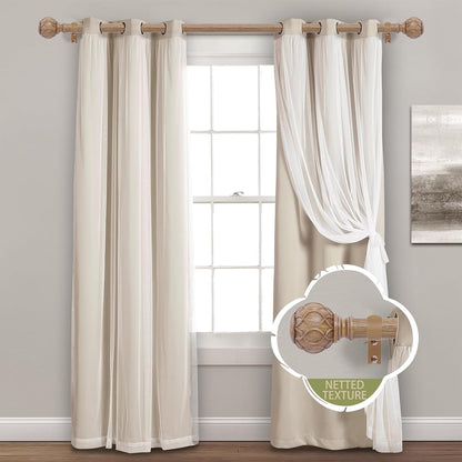 Wood Curtain Rods for Windows, 28 to 48 Inch Adjustable Heavy Duty Drapery Rods