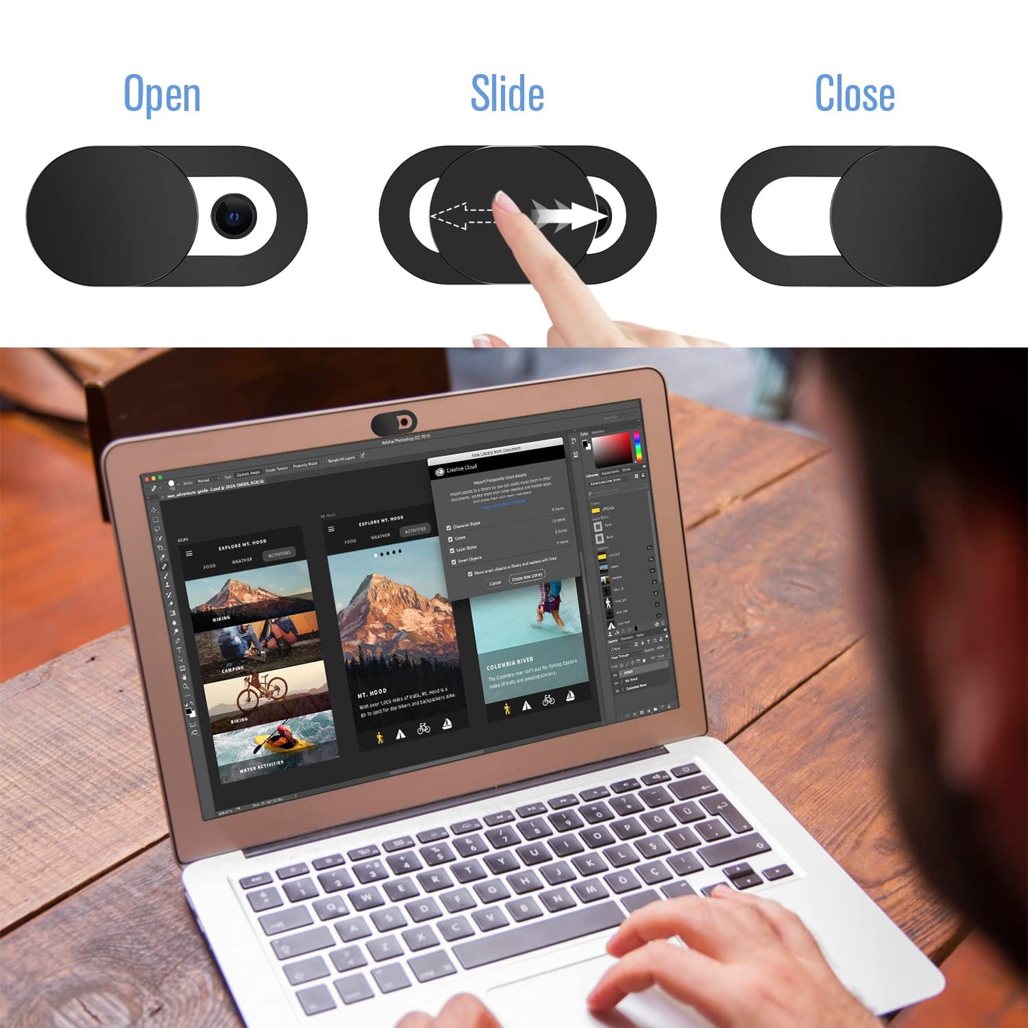 Toojcc Laptop Camera Cover Slide, [8 Pack] Ultra-Thin Webcam Cover Compatible with MacBook,Laptop,PC,Computer,iMac,iPad, iPhone 6/7/8 Plus. 0.022in Thick Web Blocker Protect Your Privacy and Security