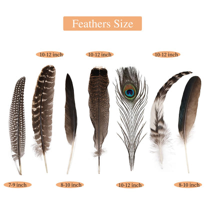 iHUFeather 42pcs Natural Pheasant Feathers Bulk Spotted Feathers 7 Styles Mixed Feathers for Crafts DIY Hat Floral Arrangements Wedding Home Decorations