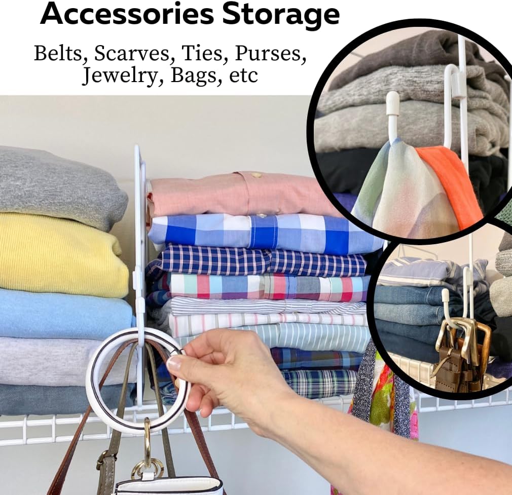 Evelots 4 Pack Wire Shelf Dividers with Removable Hooks, Extra Closet Storage & Organization for Home or Office